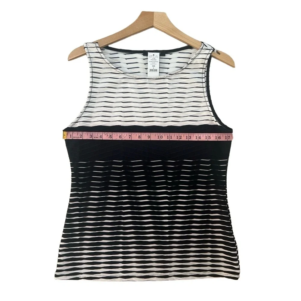 NWT White House Black Market Tank Top Womens Size S Striped Textured Black White - Picture 8 of 9